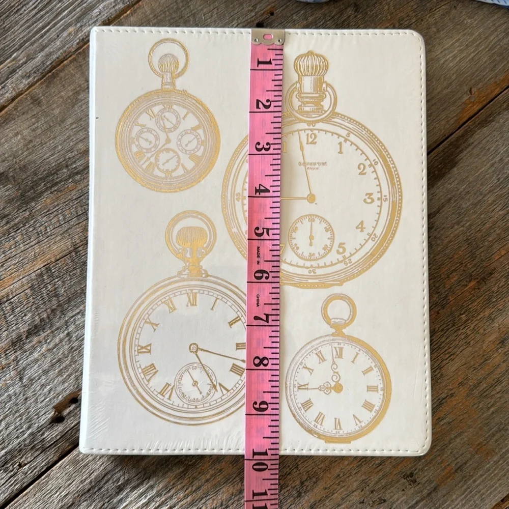Eccolo Lined Journal Elegant Gold Pocket Watch Design 10 x 8 inches